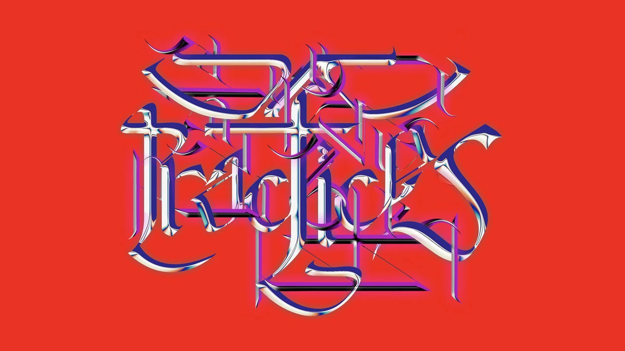 Close up on a plate of mashed potatoes, topped with baked pork chops with cream of mushroom soup, and a side of green beans.