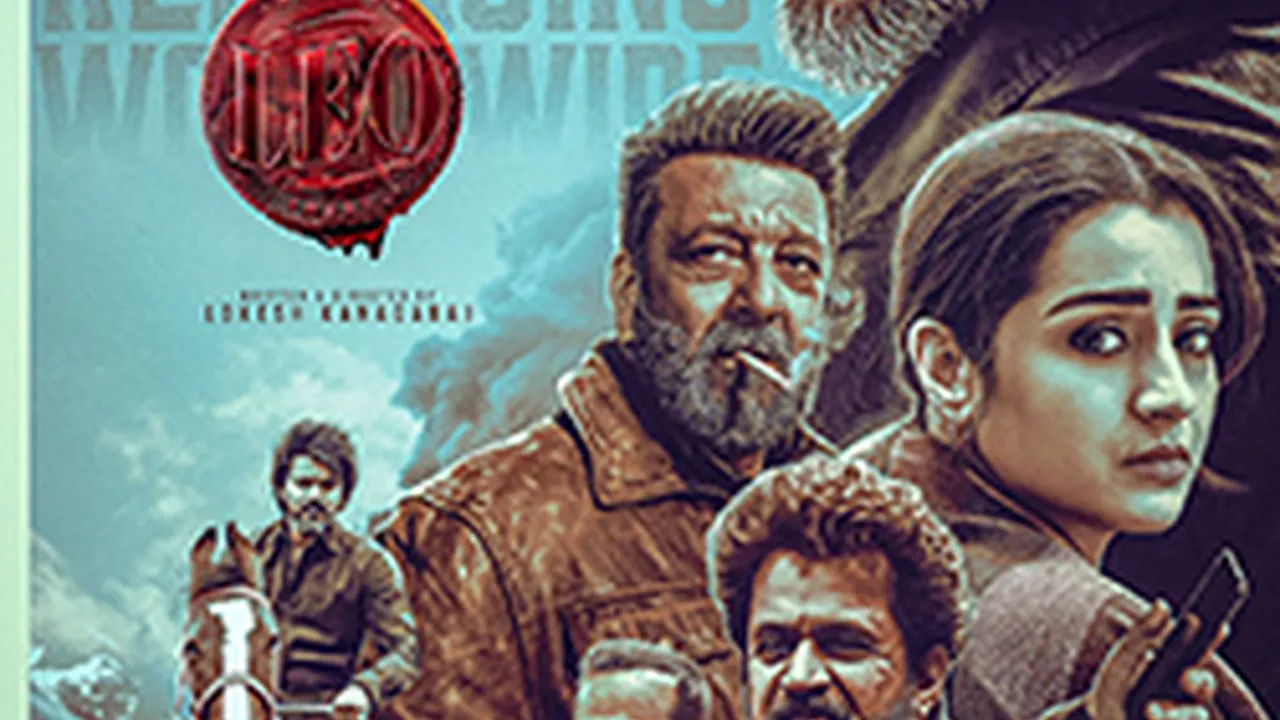 Close up on a plate of mashed potatoes, topped with baked pork chops with cream of mushroom soup, and a side of green beans.